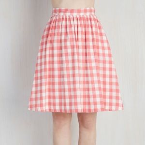 ModCloth size S pink gingham a line skirt